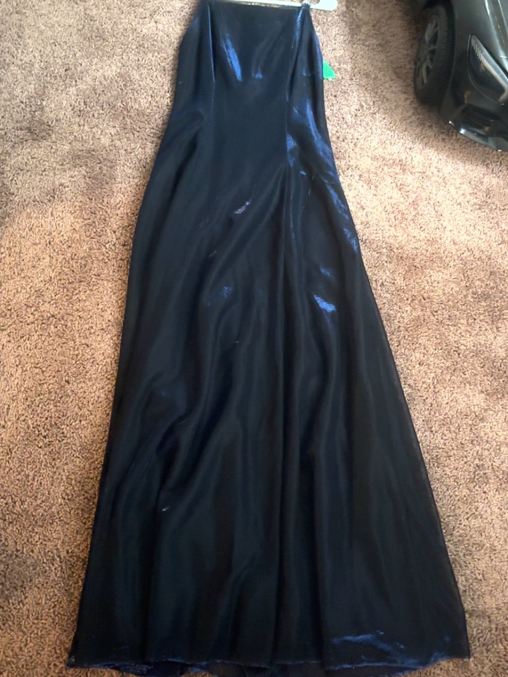 Elegant Navy Blue Evening Gown - Strap Long Dress